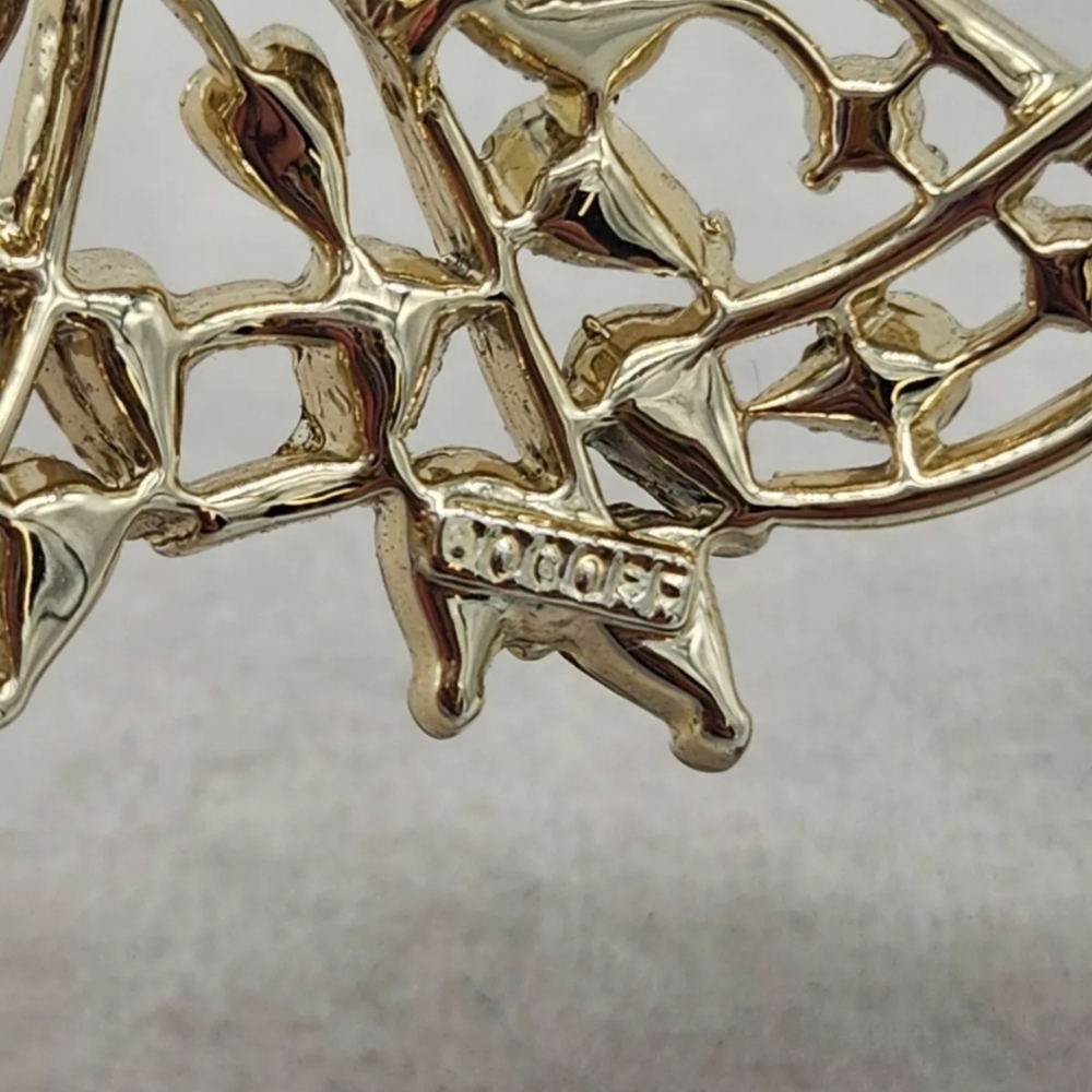 Vintage Signed Bogoff Clear Rhinestones Gold Tonr… - image 8